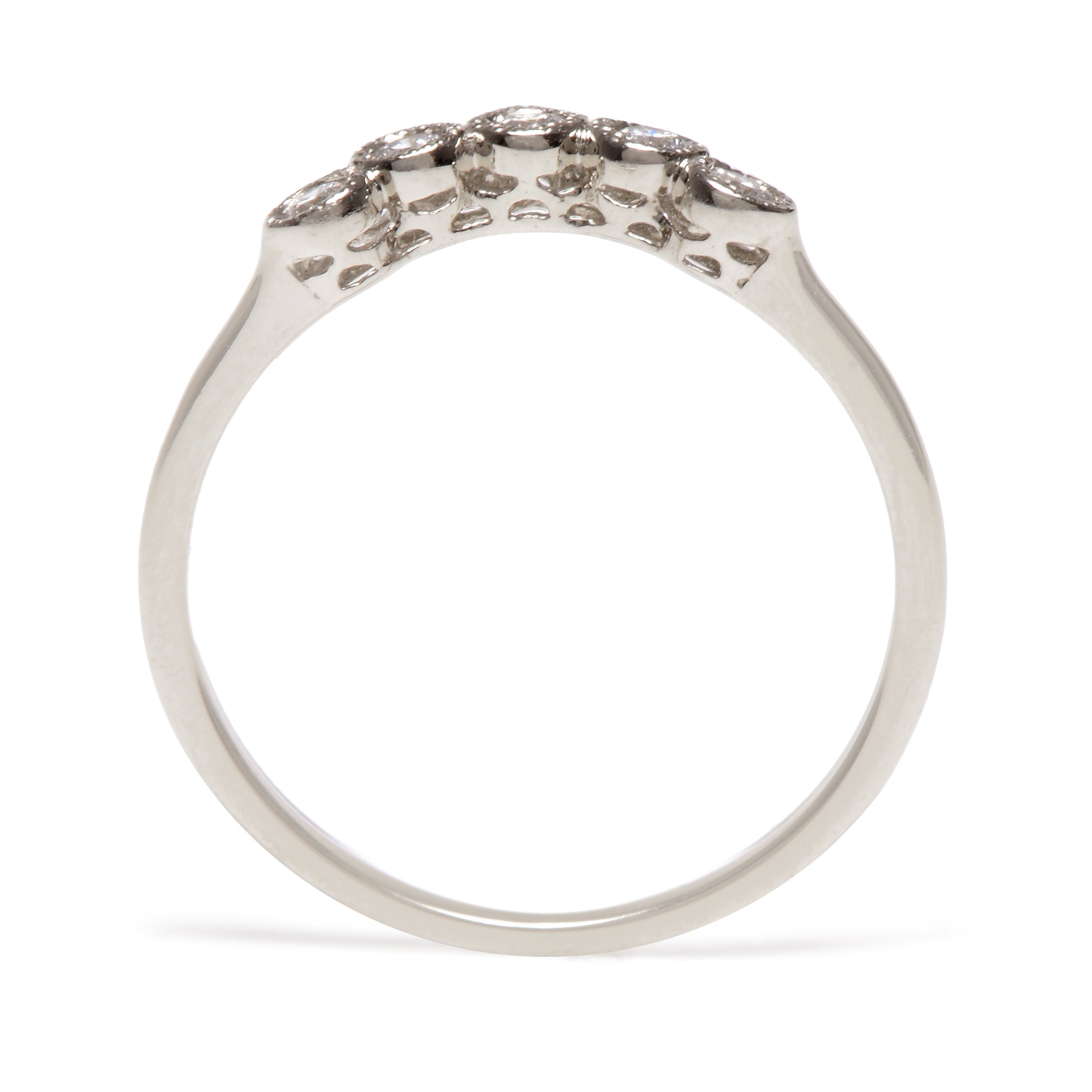Curved Five Diamond Ring in White