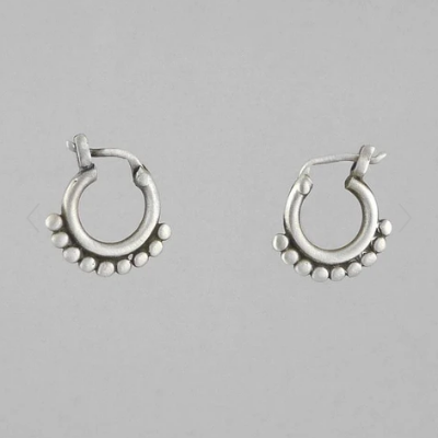 Tiny Granulated Hoops in Sterling