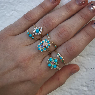 Two Spike Turquoise Ring