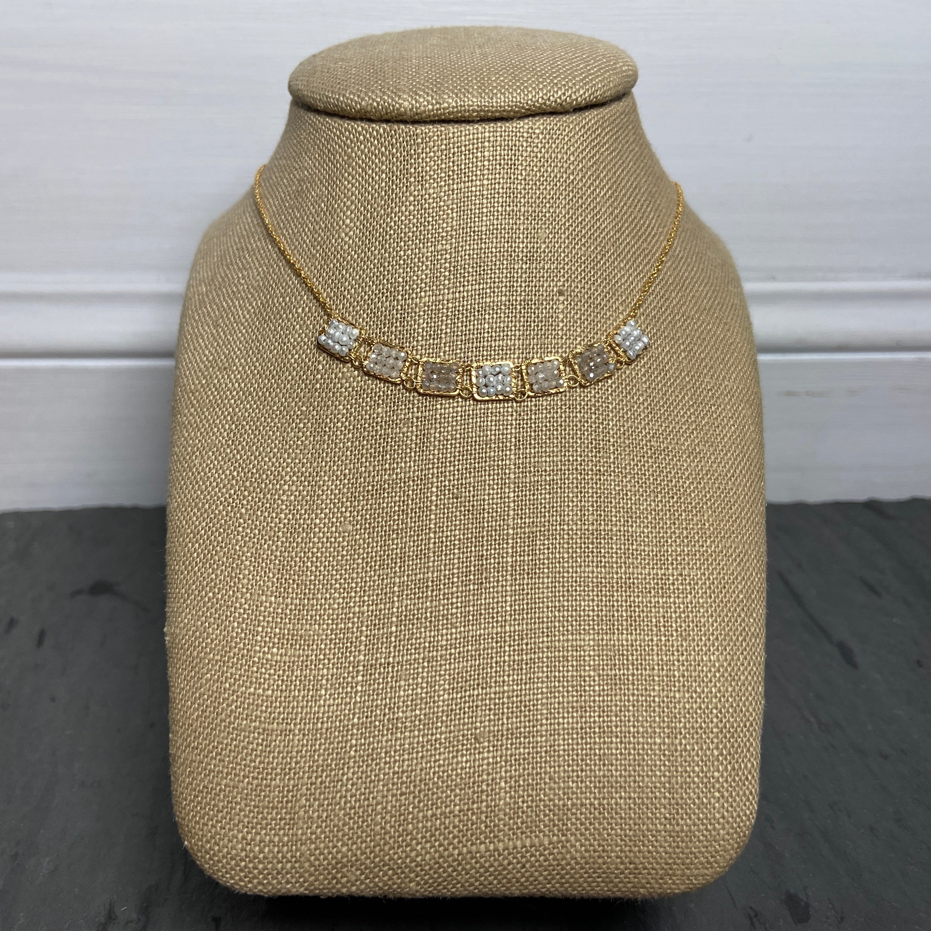 Neutral Gem Sequence Necklace