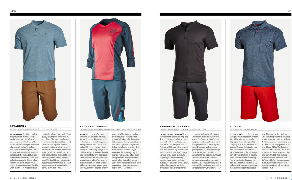 Flylow Gear as seen in Bicycling Magazine