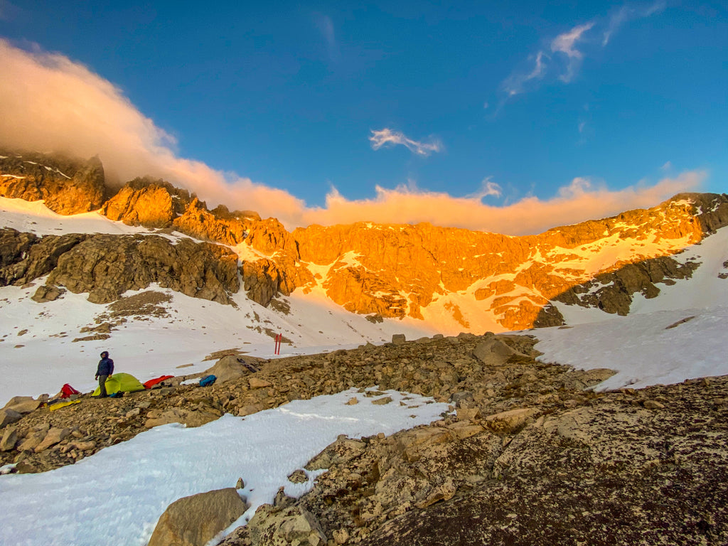 We then enjoyed a beautiful evening beneath a huge cathedral of Sierra granite with an incredible sunset.”