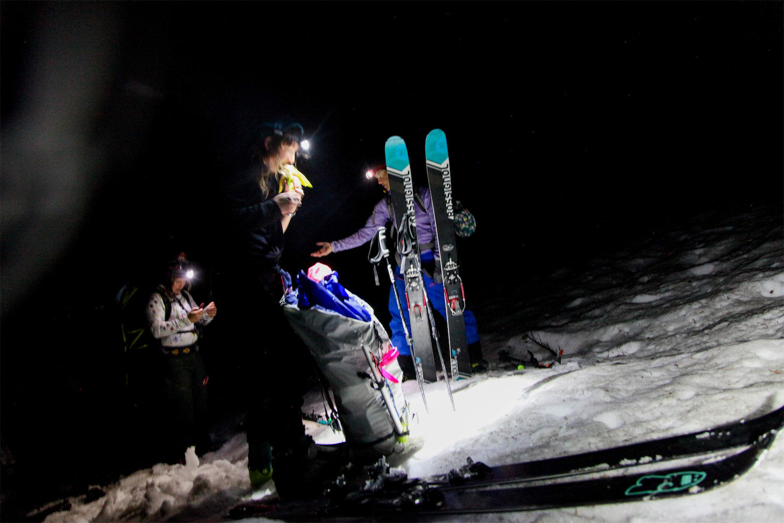 Fueling up for a 3 a.m. alpine start on 14,179-foot Mount Shasta, California.