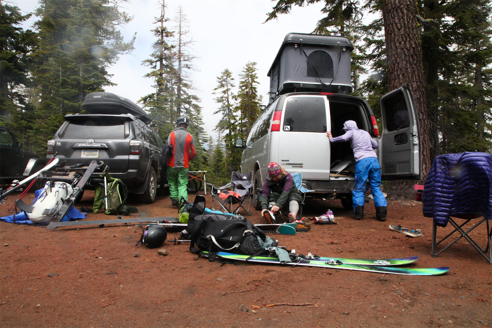 Back at the car, it's time for salty snacks and cold drinks and the sheer pleasure of removing one's ski boots, which have been on since 3 a.m. 