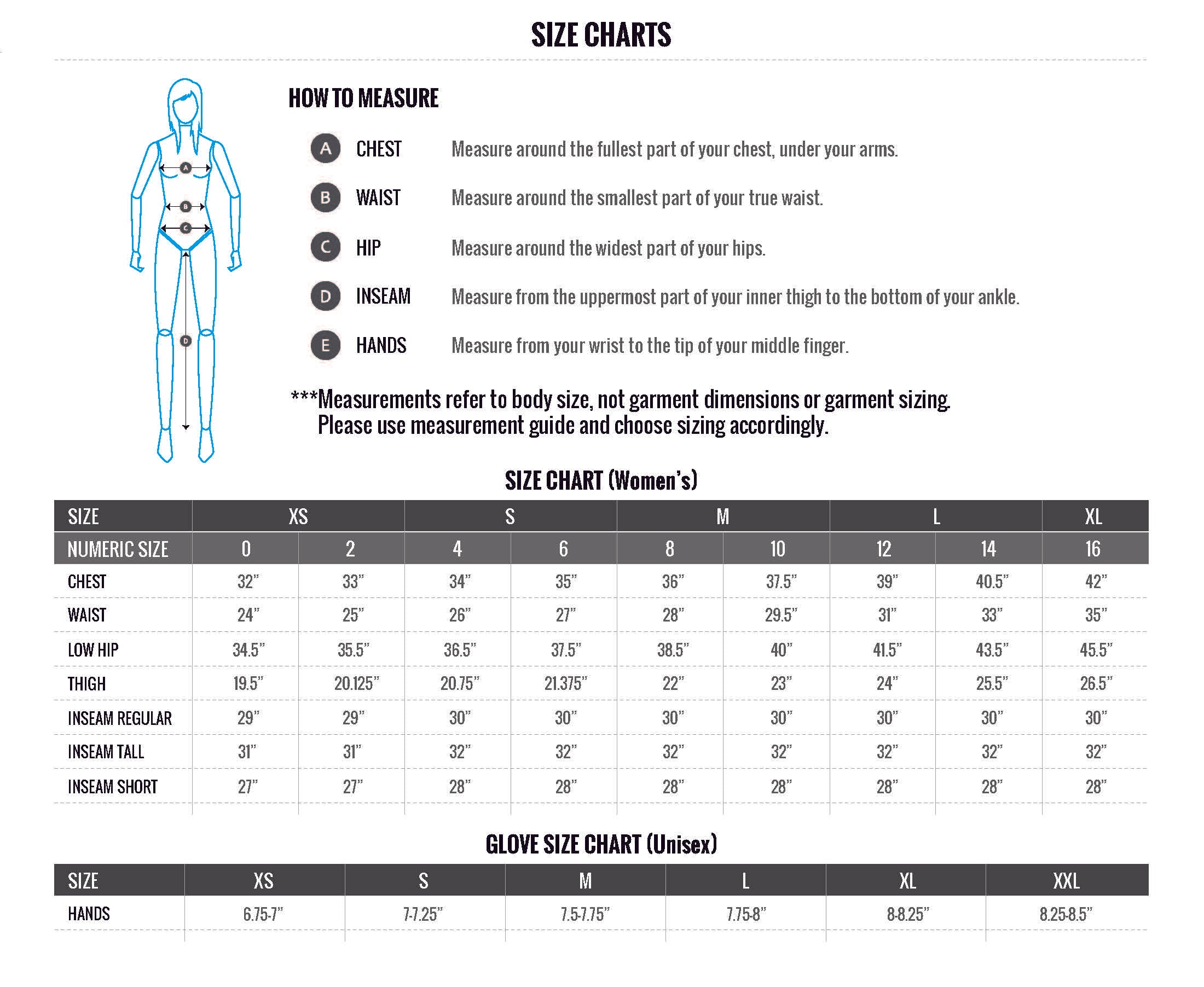 flylow womens size chart