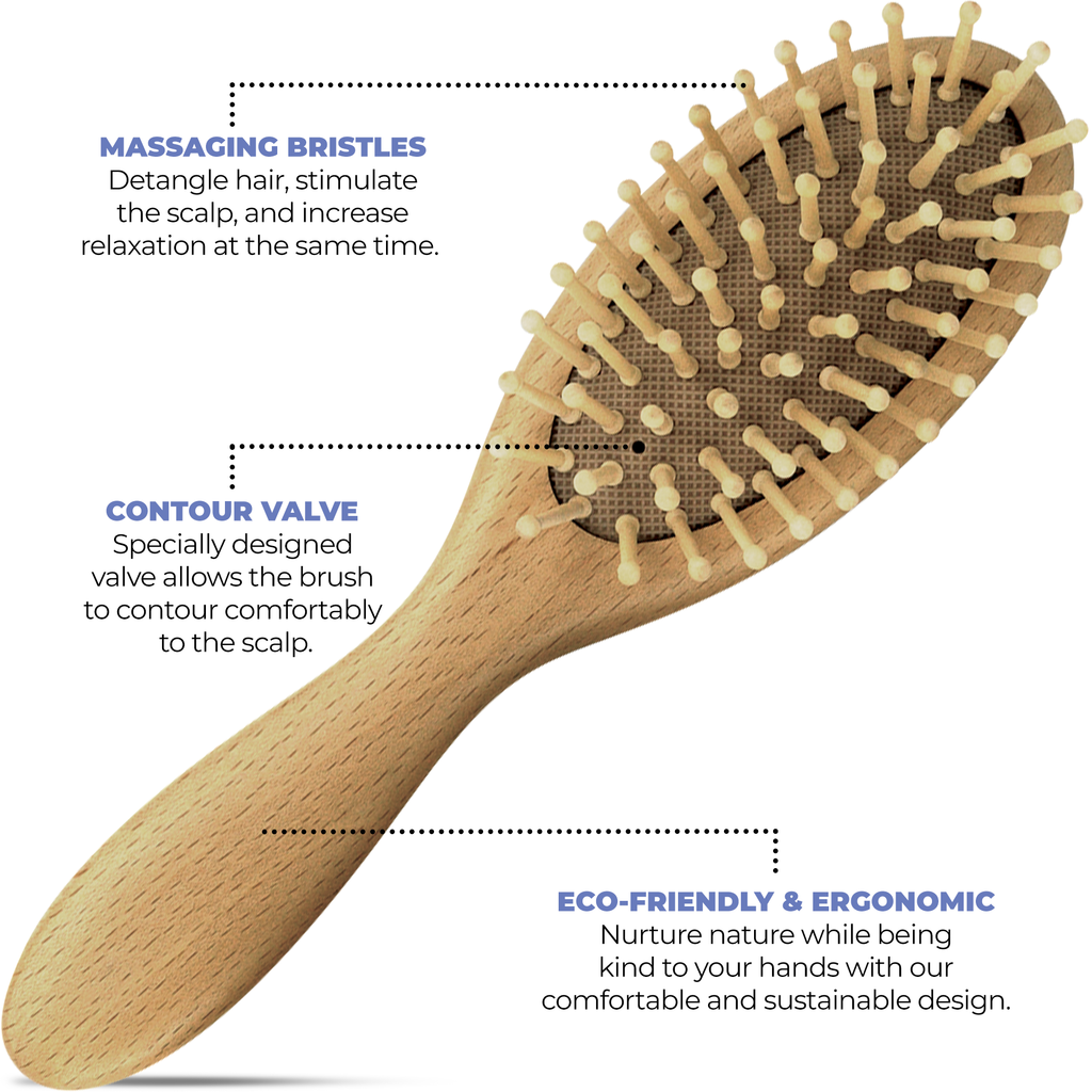 occobaby 3-piece wooden baby hair brush and comb set