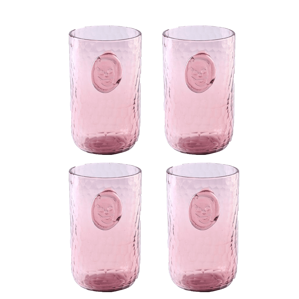 PRE-ORDER Skull Stamp Water Drinking Glasses - Aqua - Set of 4