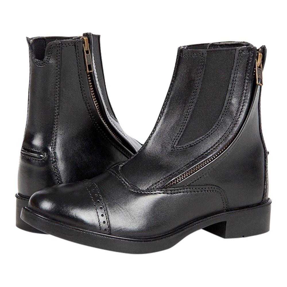 Side Zipper Black Leather Paddock Boots 