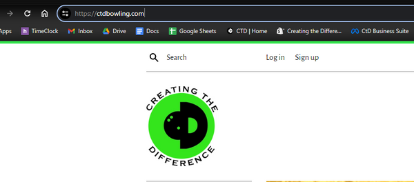 A screenshot of the ctdbowling.com homepage and web address
