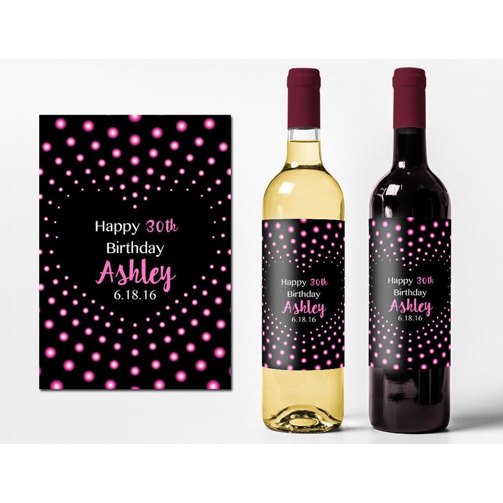 Dots Heart Birthday Wine Labels Liquid Courage Flasks