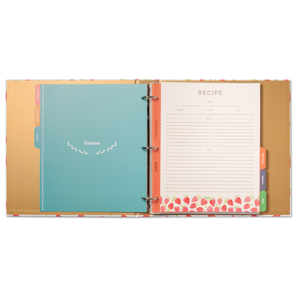 Recipe Binder Kit 8 5x11 Strawberry Wilds Full Page With Clear Pro Jot Mark