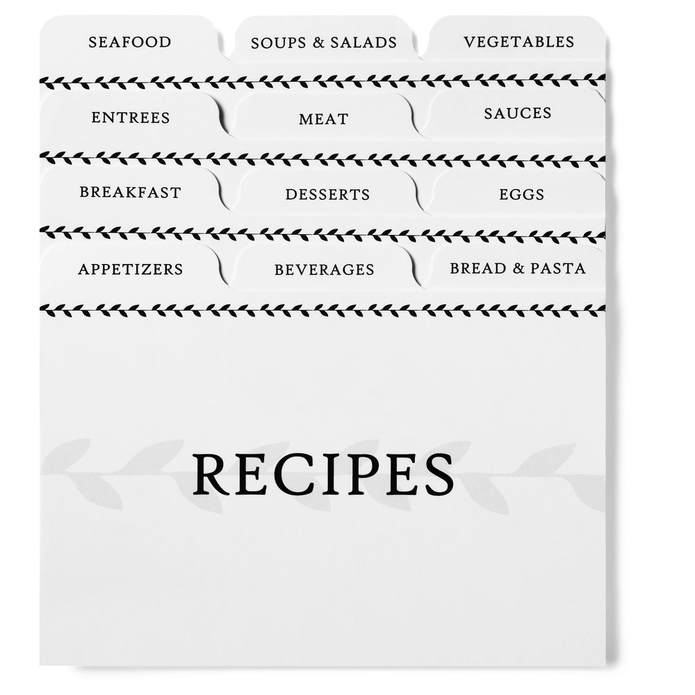 Recipe Card Dividers 4X6 with Tabs (Set of 24) Includes DIY Labels