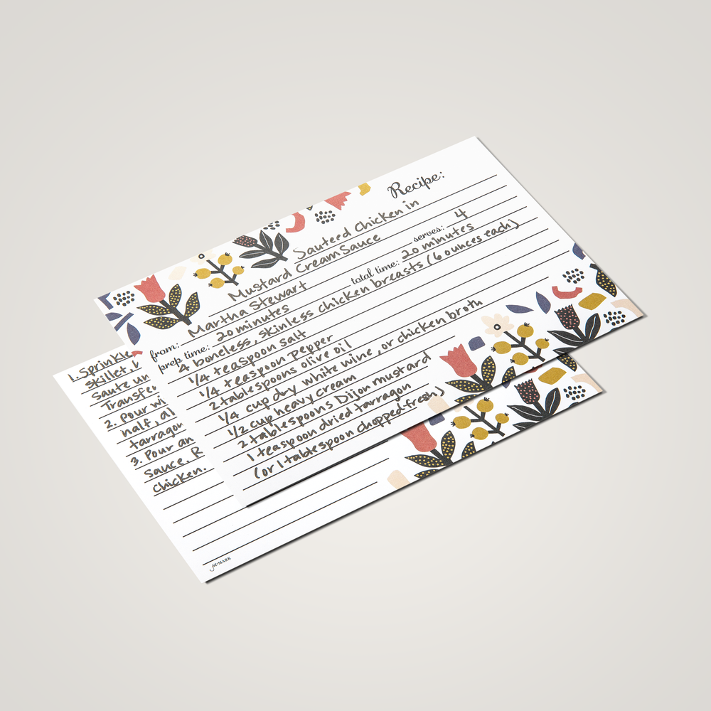 Download Recipe Cards 4x6 Scandinavian Floral Pack Of 50 Jot Mark