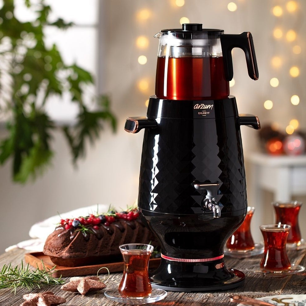 Turkish Electric Tea Maker (Tea Theme Red) - Online Turkish Shopping Center
