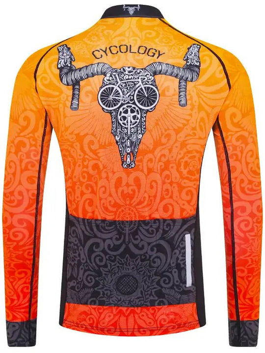 mens black long sleeve cycling jersey UV protection