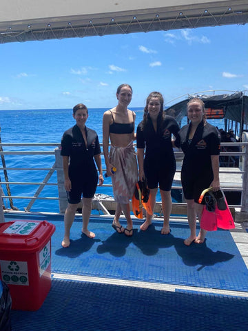 Archies Footwear on a snorkeling boat