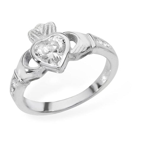 PEGASUS JEWELLERY Rings Birthstone Claddagh Ring- April