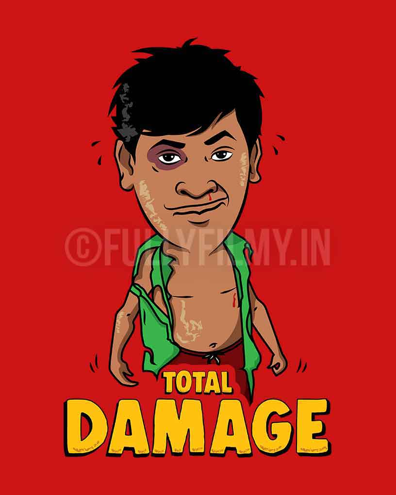Total Damage - Vadivelu Tribute T-Shirt - Red | Fully Filmy