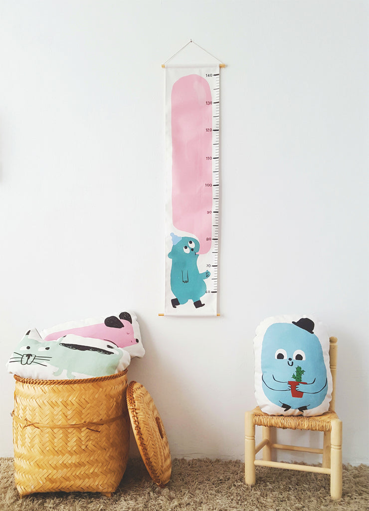 Guimo Height Charts and throw pillows