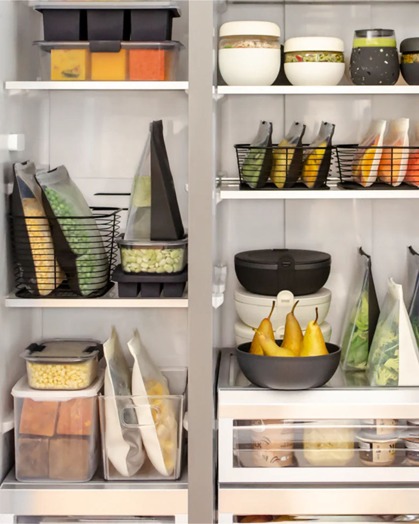 storage containers organized in fridge
