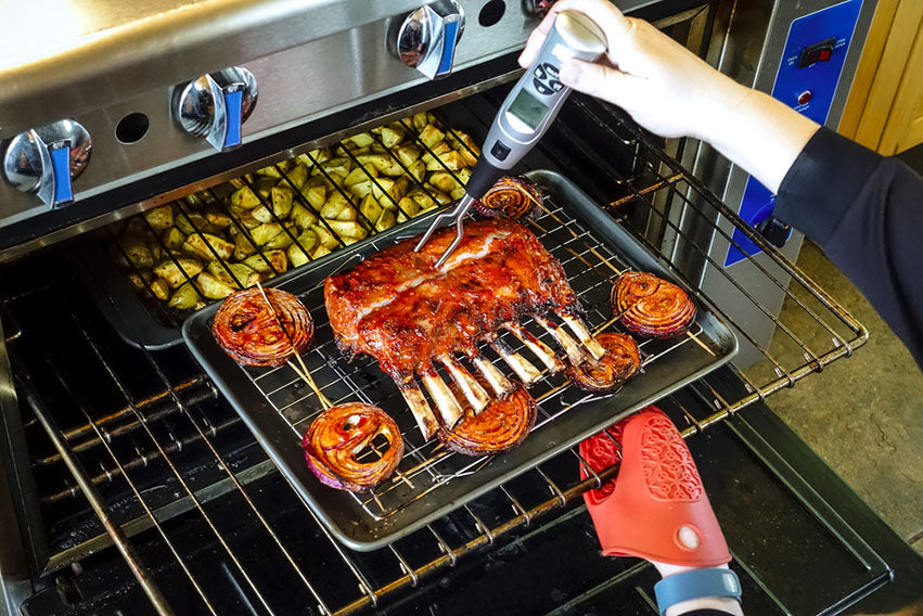 using meat thermometer