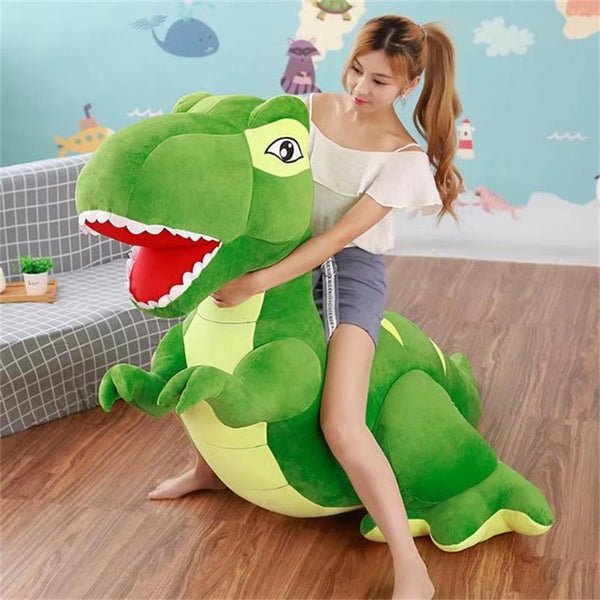 giant green stuffed dinosaur