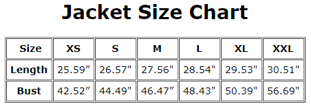 Jacket Size Chart