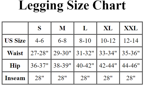 Women S Size Chart Conversion Leggings