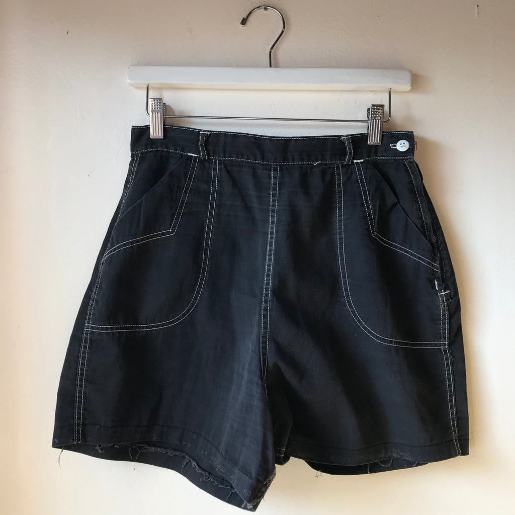 navy blue high waisted shorts