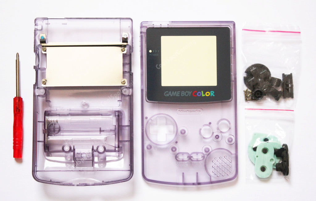 Game Boy Colour Replacement Housing Shell Kit Transparent Clear Purp Cool Spot Gaming