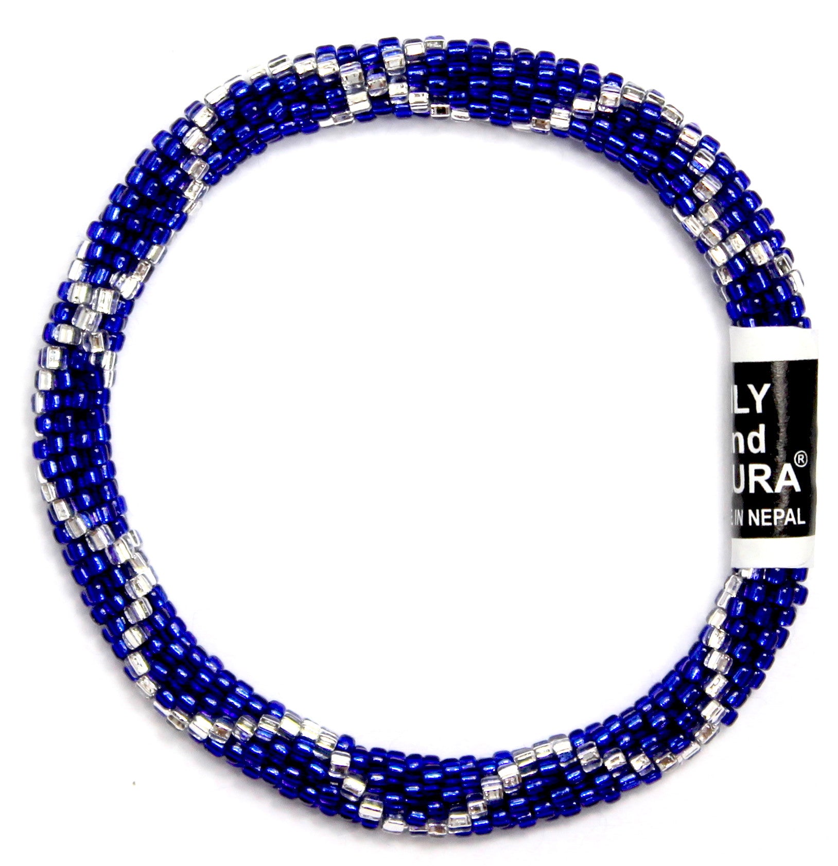 Lily and Laura Silver Criss Cross on Sapphire