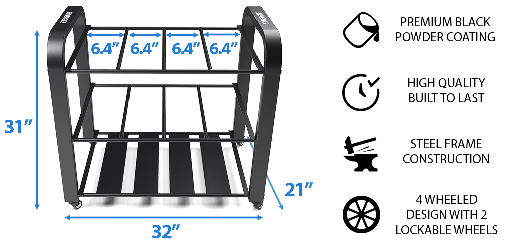 Synergee Yoga Mat Storage Roller Rack DImensions