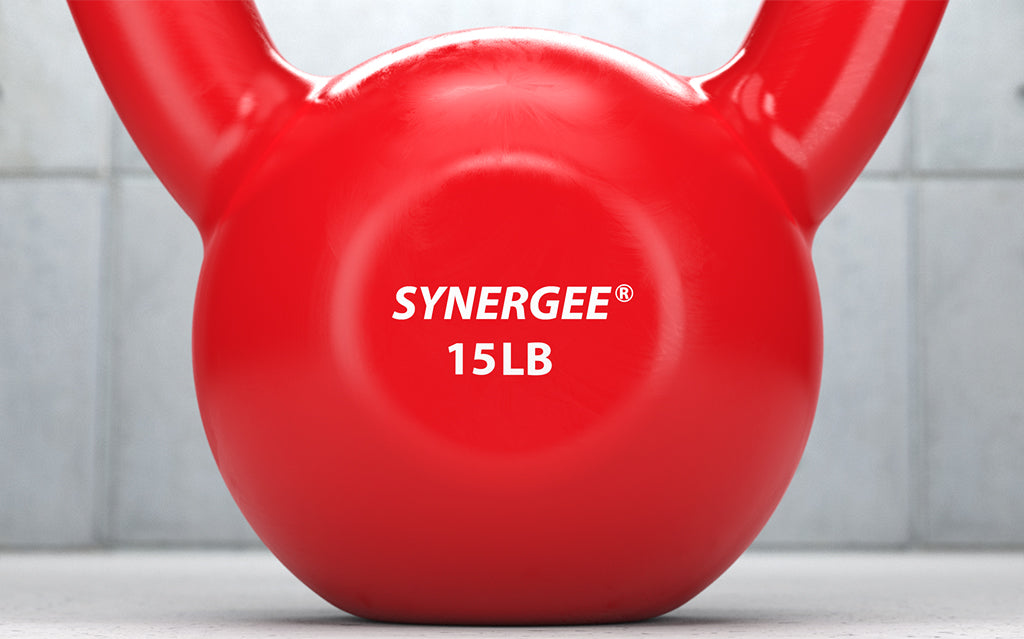 Synergee Vinyl Coated Cast Iron Red Kettlebells 15 LBs