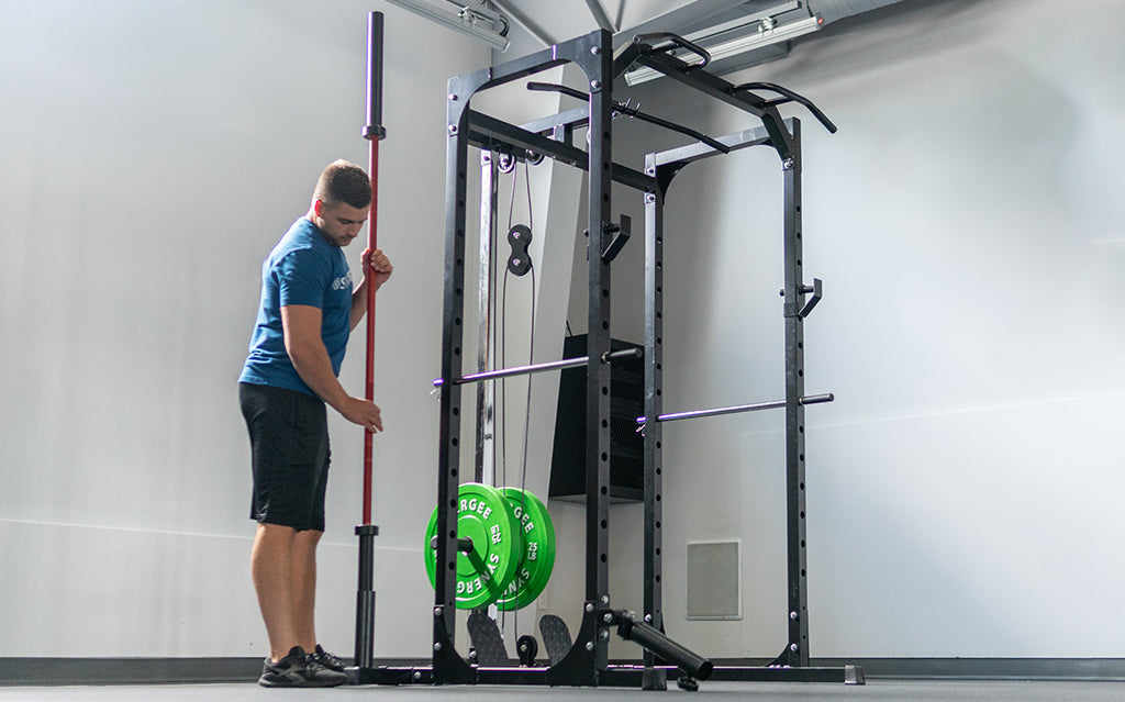 Synergee Power Rack With Pulley System Barbell Holder