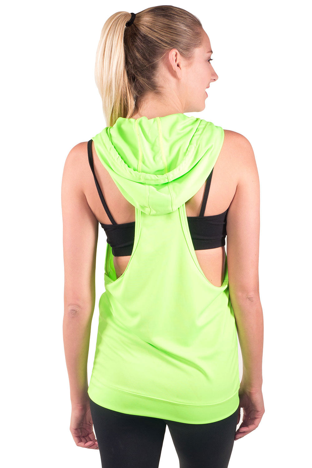 neon sleeveless hoodie