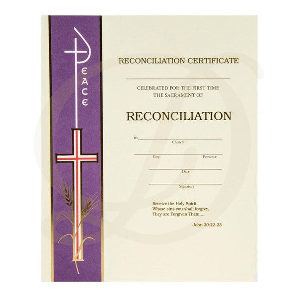 First Reconciliation Certificate - Banner - DiCarlo