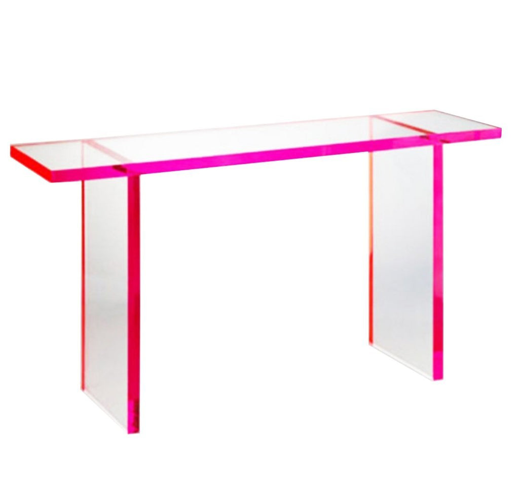 Red Flare Lucite Console Table Choice Of Color Luxe Furniture Inc