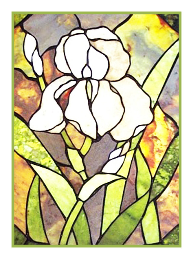 White Iris Flower detail inspired by Louis Comfort Tiffany Counted Cro ...