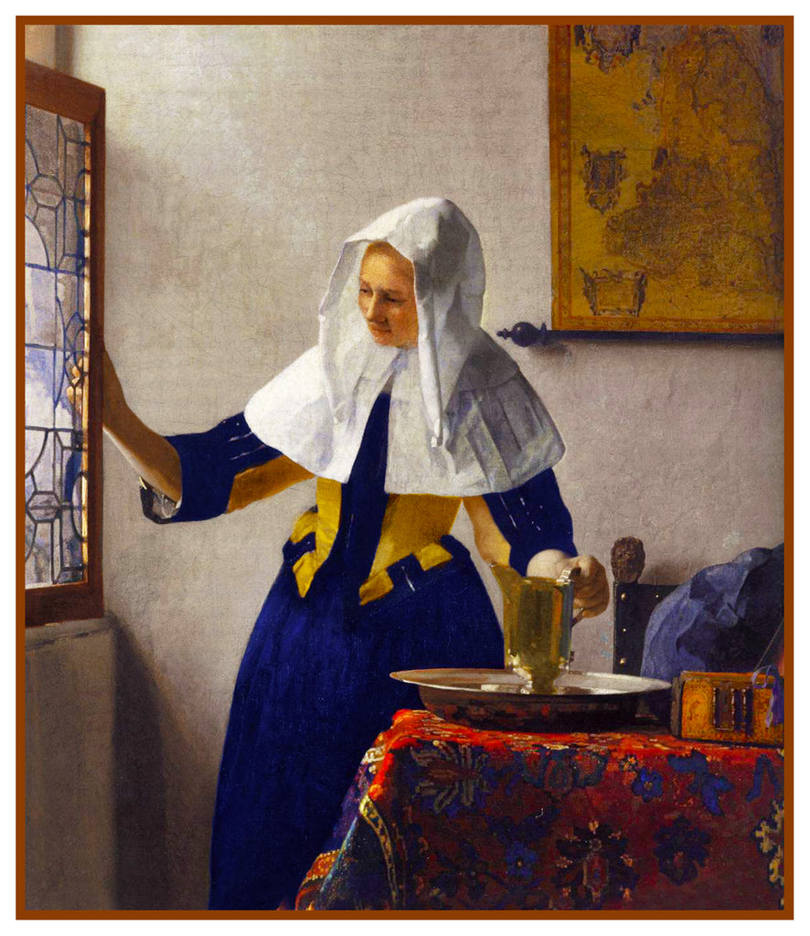 Young Woman with a Water Jug by Johannes Vermeer Counted Cross Stitch