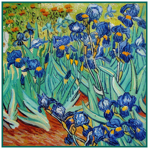 Irises in the Garden detail inspired by Impressionist Vincent Van Gogh ...