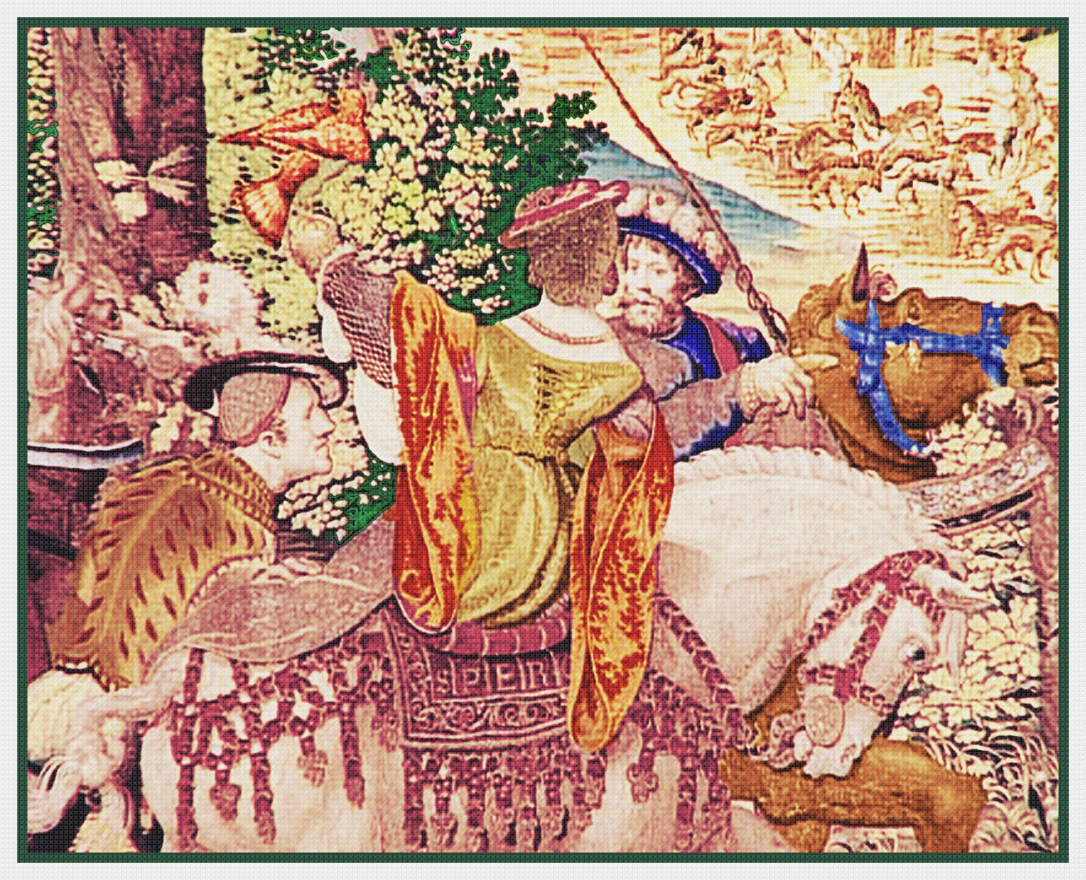 Hunt of Maximillian From Medieval Tapestry Counted Cross Stitch Patter