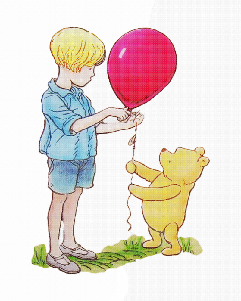 Christopher Robin and Pooh Bear Balloon Counted Cross Stitch ...