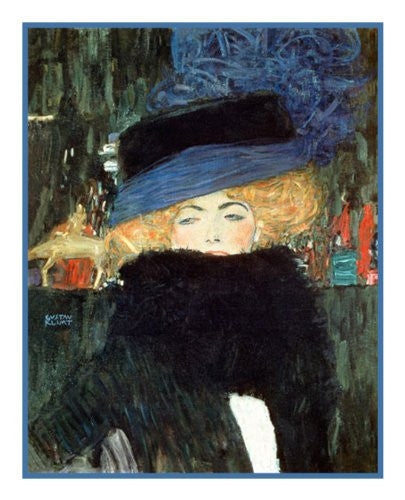 Art Nouveau Artist Gustav Klimt's The Lady with the Hat and Boa Counted Cross Stitch Pattern