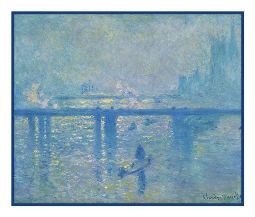 Charing Cross Bridge London In Fog Inspired By Claude Monet S Impressionist Painting Counted Cross Stitch Pattern