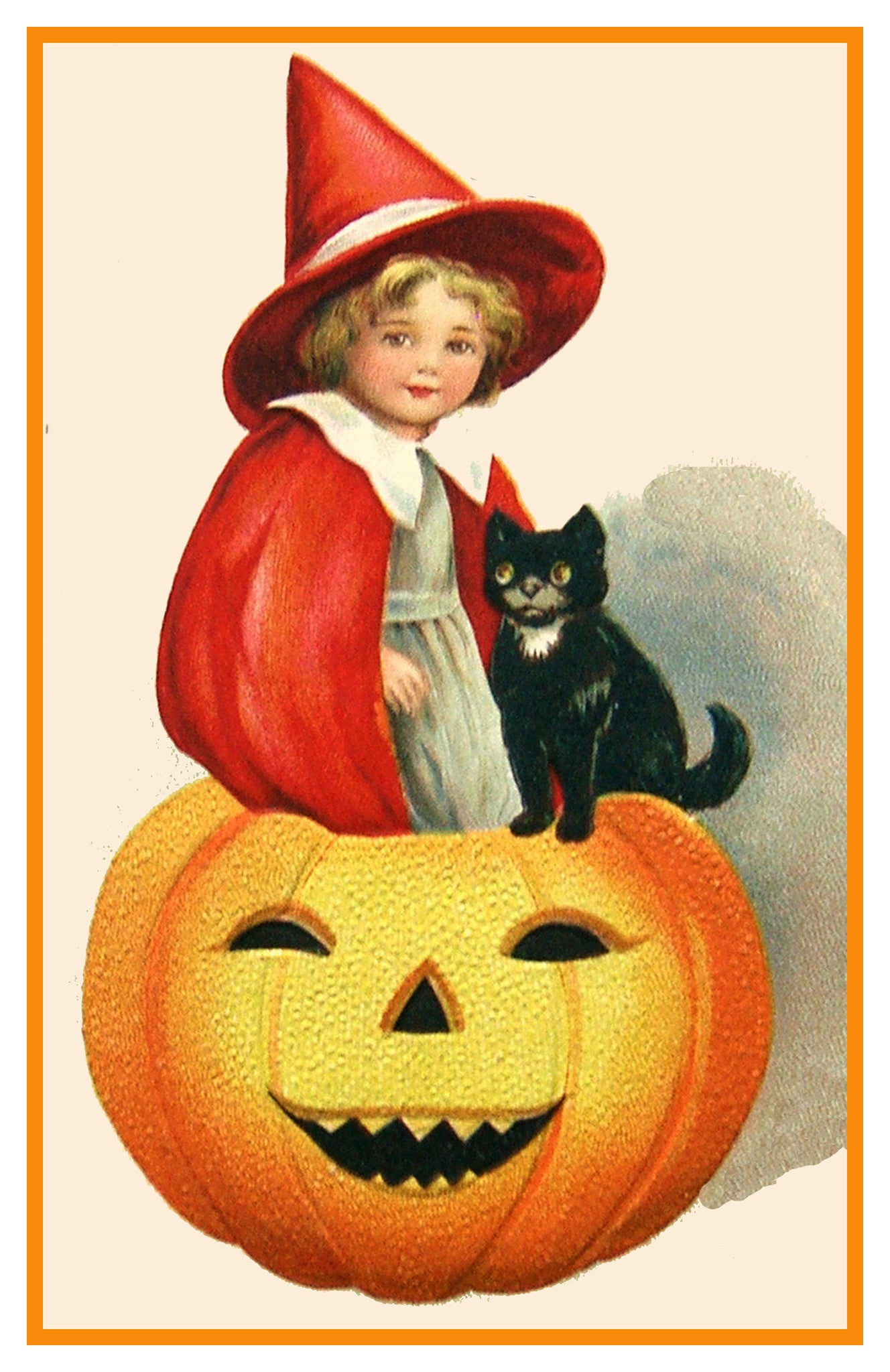 Little Girl Pumpkin Cat Halloween Counted Cross Stitch Pattern | Orenco ...