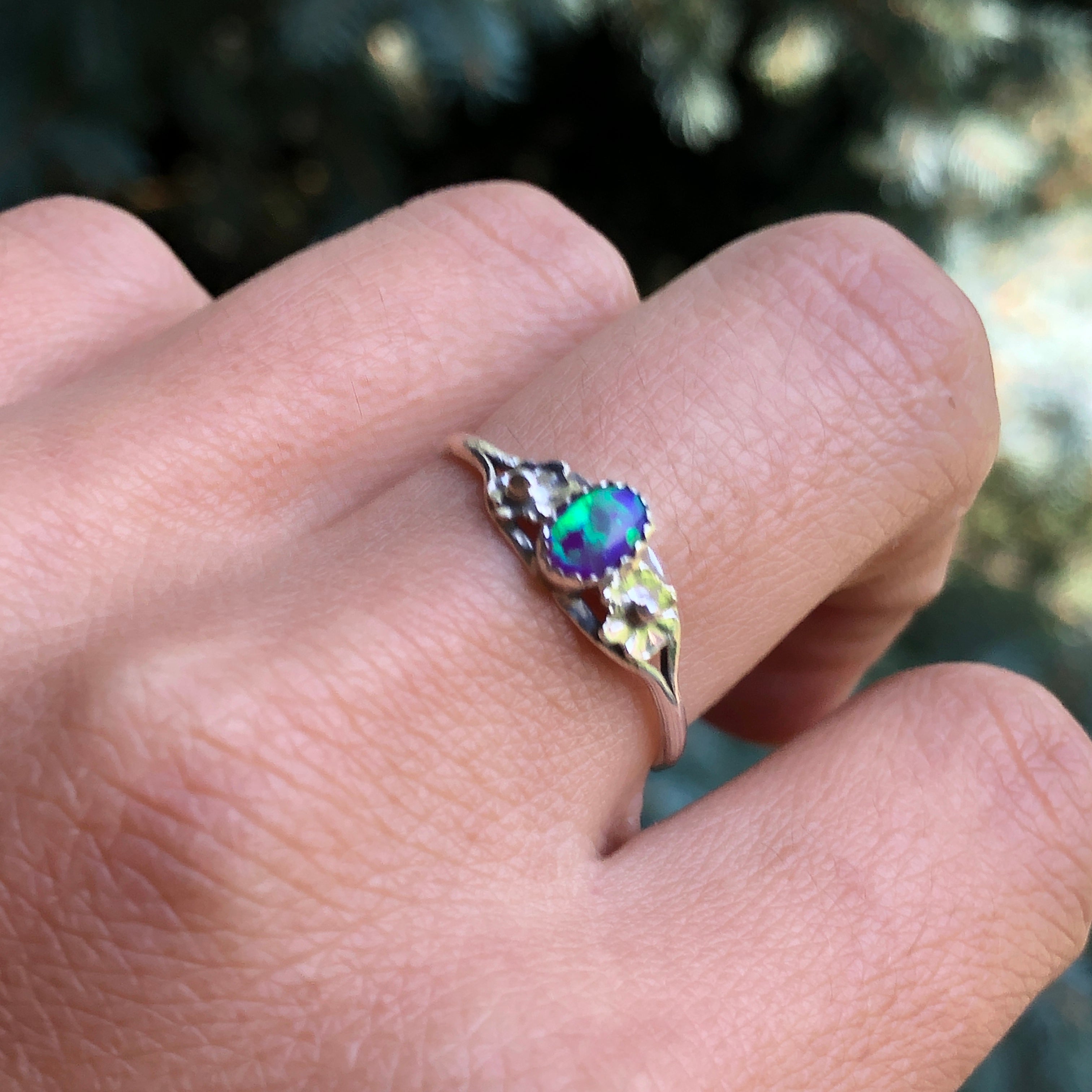 Purple Opal Blossom Ring