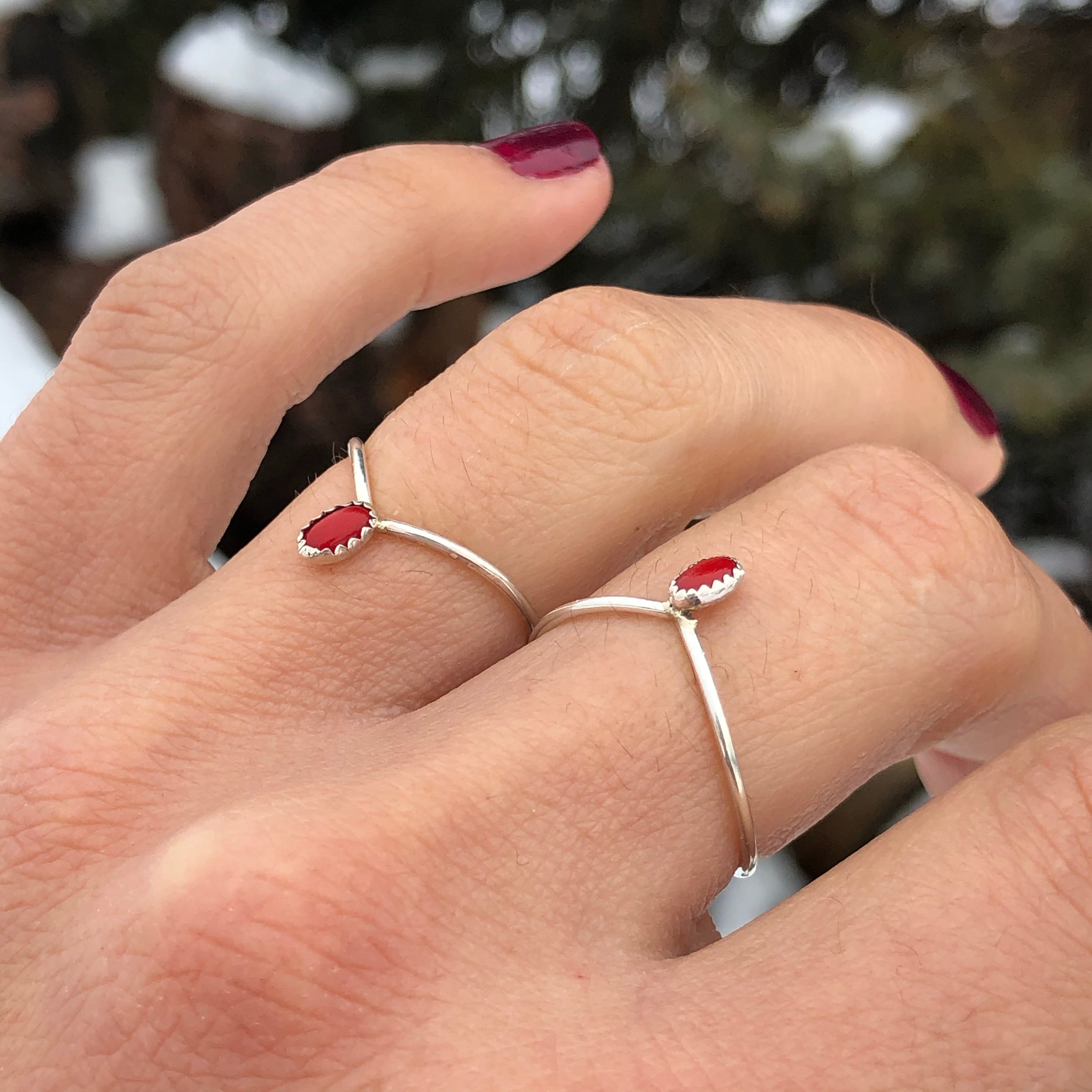 Dainty Apple Coral Ring