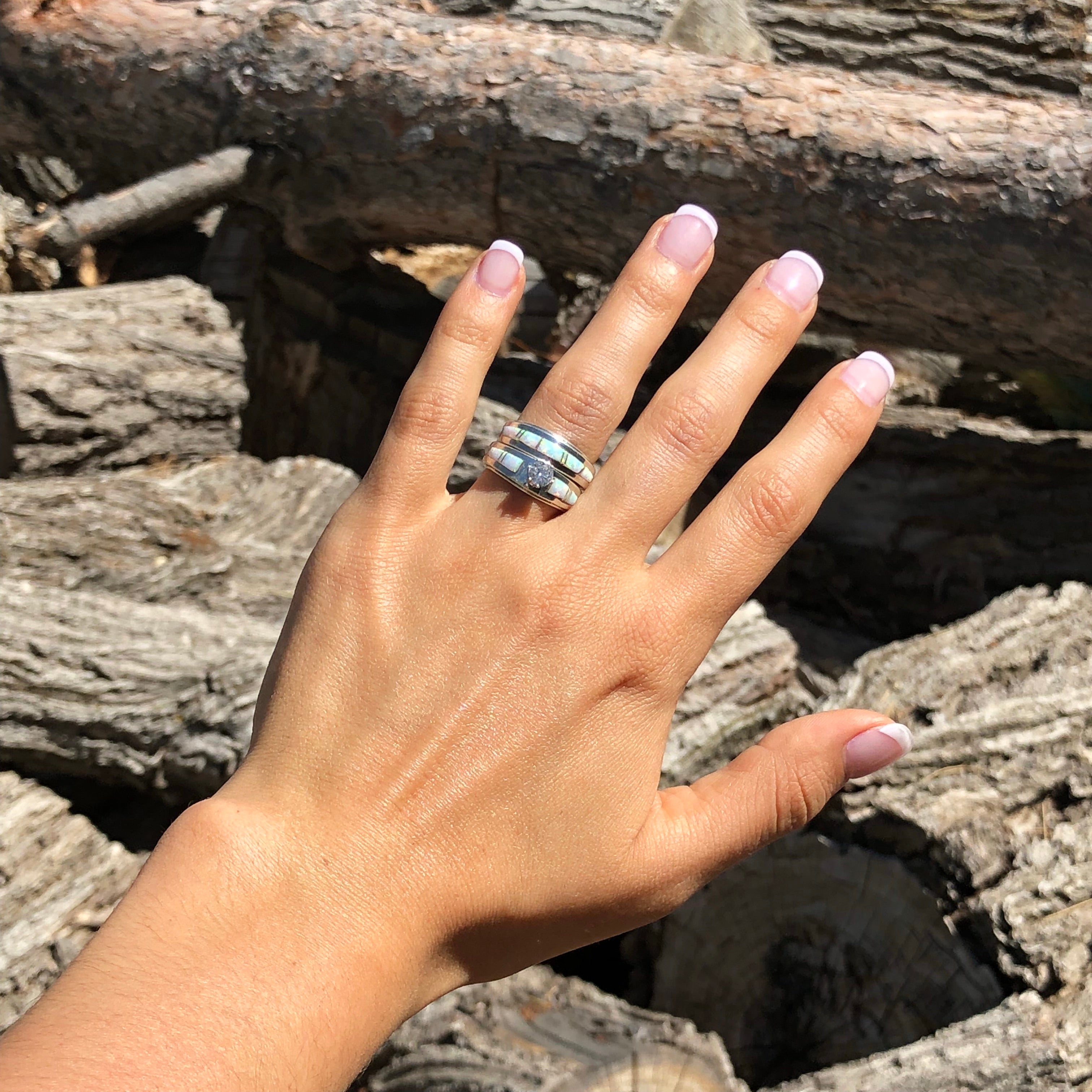 White Opal Wedding Ring