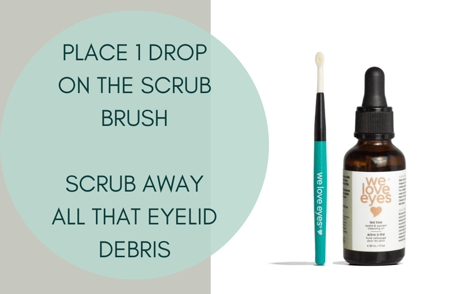 How Do I Clean a Stye; use Eyelid Scrub Brush and Tea Tree Eyelid Cleansing Oil to scrub away clogged glands in seconds