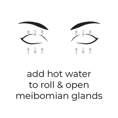 Rolling hot compress for stye, roll up and down perpendicular to the eyelid margin for best results